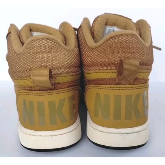 Nike Youth 4Y Court Borough Mid GS Wheat/Gold Athletic Hi-top B-ball Sneakers - Picture 13 of 15